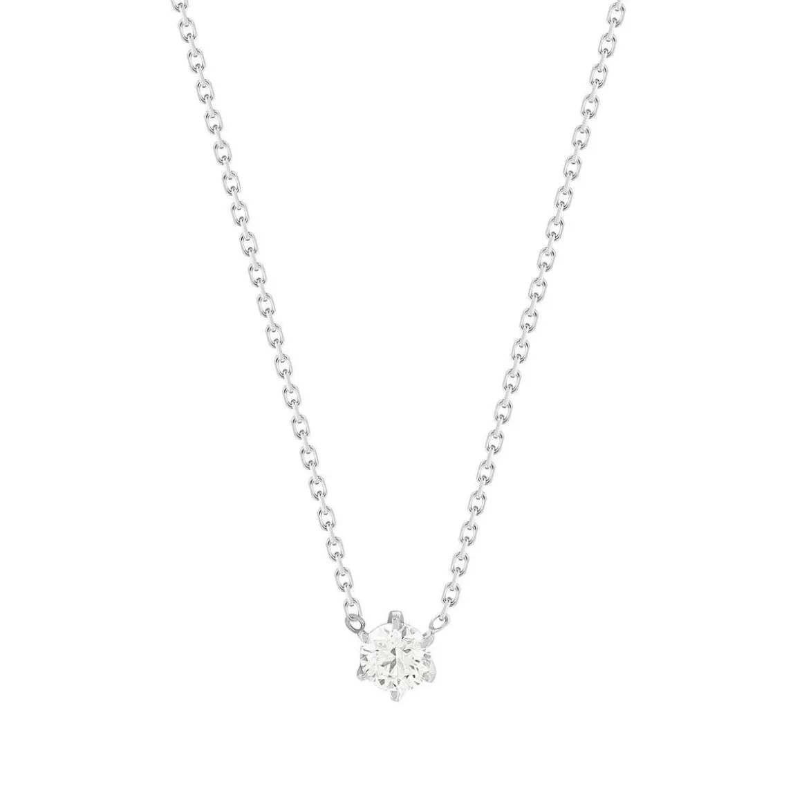 Collier solitaire or 750 blanc diamant HP1 0.3 carat 42cm