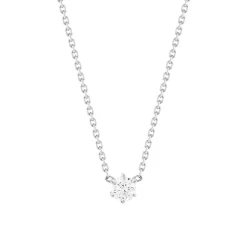 Collier solitaire or 750 blanc diamant synthétique 0.2 carat 42cm