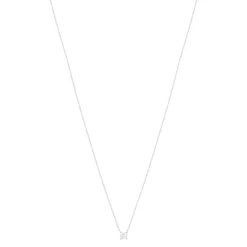 Collier solitaire or 750 blanc diamant HSI 0.4 carat 42cm
