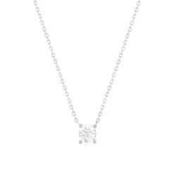 Collier solitaire or 750 blanc diamant HP1 0.4 carat 42cm