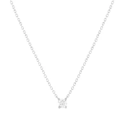 Collier solitaire or 750 blanc diamant HP1 0.2 carat 42cm