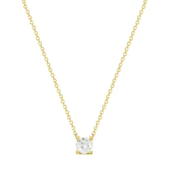 Collier solitaire or 750 jaune diamant HSI 0.5 carat 42cm