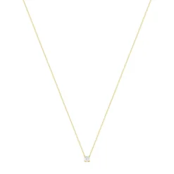 Collier solitaire or 750 jaune diamant HSI 0.5 carat 42cm