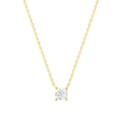 Collier solitaire or 750 jaune diamant synthétique 0.4 carat 42cm