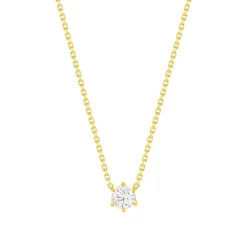 Collier solitaire or 750 jaune diamant HSI 0.4 carat 42cm