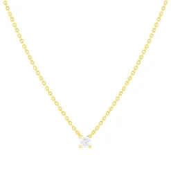 Collier solitaire or 750 jaune diamant HP1 0.3 carat 42cm