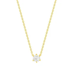 Collier solitaire or 750 jaune diamant synthétique 0.4 carat 42cm