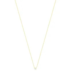 Collier solitaire or 750 jaune diamant synthétique 0.3 carat 42cm