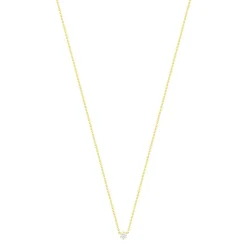 Collier solitaire or 750 jaune diamant synthétique 0.2 carat 42cm