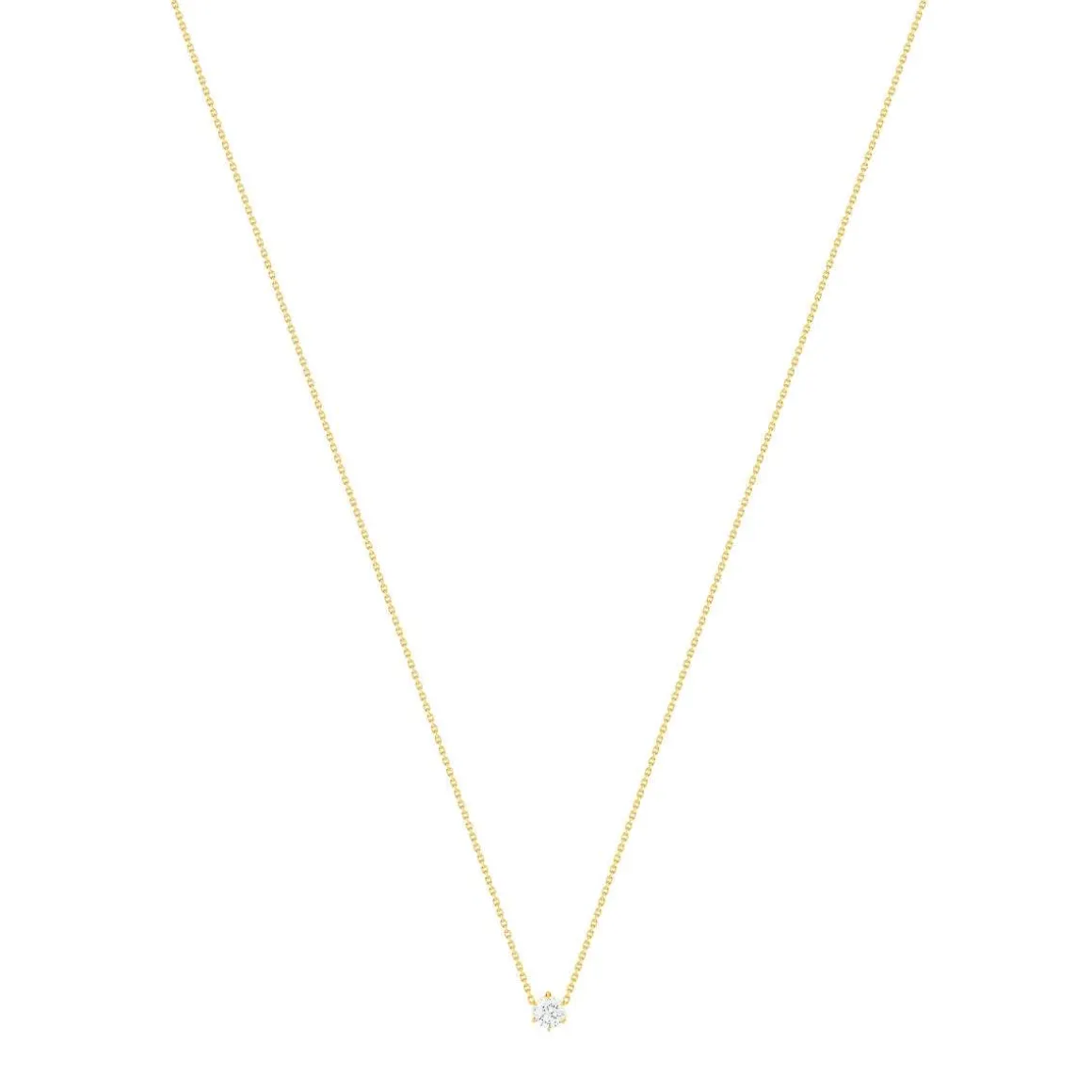 Collier solitaire or 750 jaune diamant HP1 0.5 carat 42cm