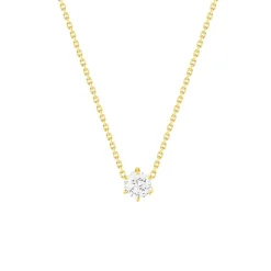 Collier solitaire or 750 jaune diamant HP1 0.5 carat 42cm