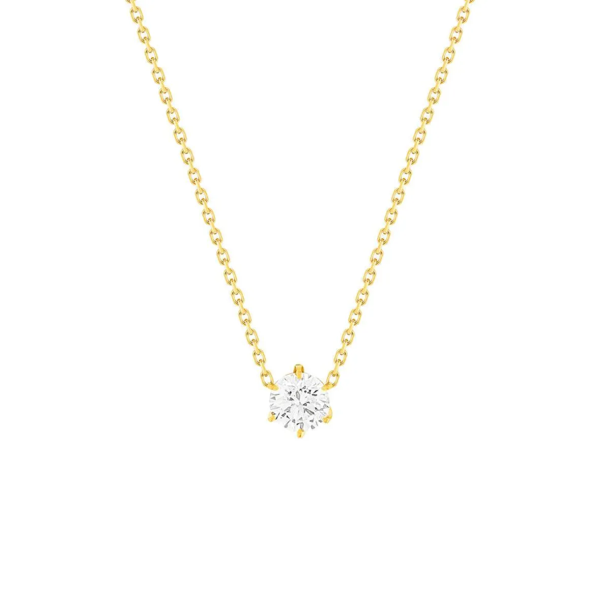 Collier solitaire or 750 jaune diamant HP1 0.5 carat 42cm