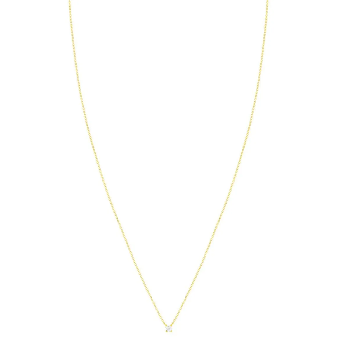 Collier solitaire or 750 jaune diamant synthétique 0.2 carat 42cm