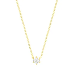 Collier solitaire or 750 jaune diamant HP1 0.3 carat 42cm