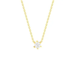 Collier solitaire or 750 jaune diamant HP1 0.25 carat 42cm