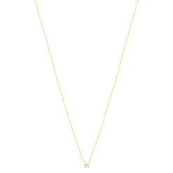 Collier solitaire or 750 jaune diamant HP1 0.4 carat 42cm