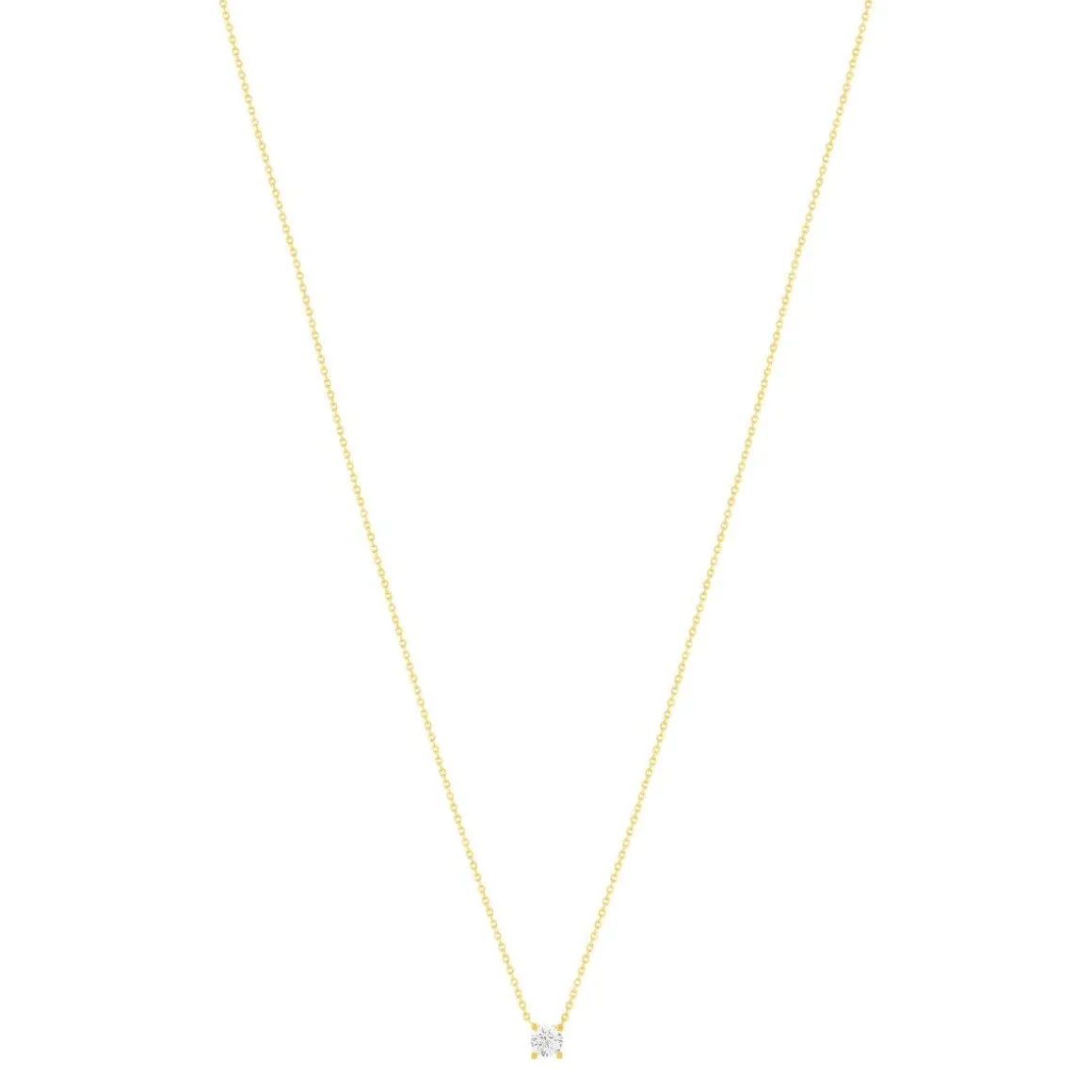 Collier solitaire or 750 jaune diamant HP1 0.4 carat 42cm