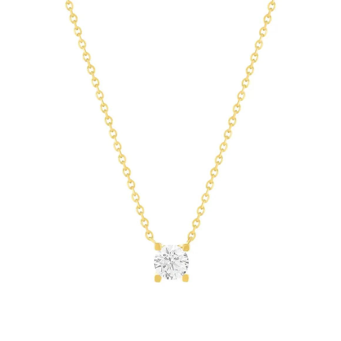 Collier solitaire or 750 jaune diamant HP1 0.4 carat 42cm