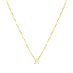 Collier solitaire or 750 jaune diamant HP1 0.2 carat 42cm