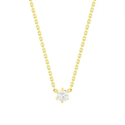 Collier solitaire or 750 jaune diamant HP1 0.2 carat 42cm