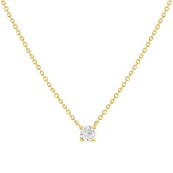 Collier solitaire or 750 jaune diamant HP1 0.25 carat 42cm