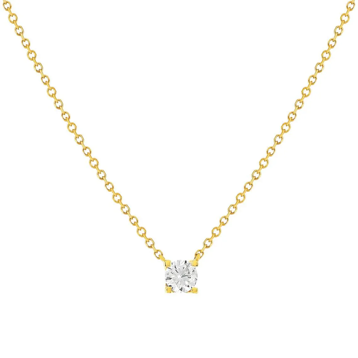 Collier solitaire or 750 jaune diamant HP1 0.25 carat 42cm
