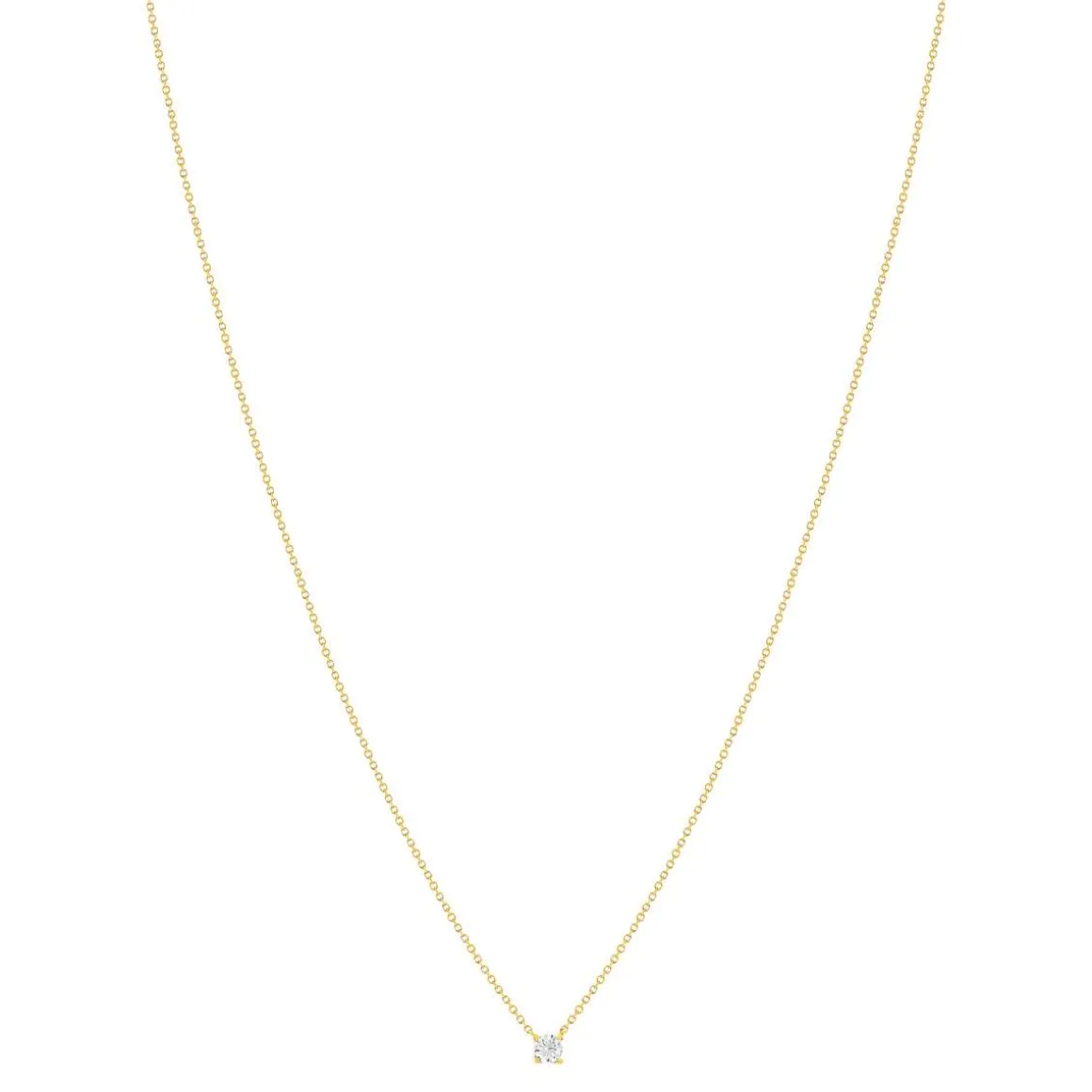 Collier solitaire or 750 jaune diamant HSI 0.25 carat 42cm
