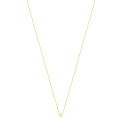 Collier solitaire plaqué or jaune zirconias serti 4 griffes 45cm