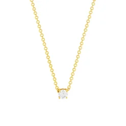Collier solitaire plaqué or jaune zirconias serti 4 griffes 45cm
