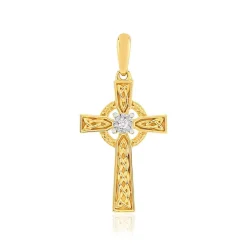Croix or jaune 375 diamant