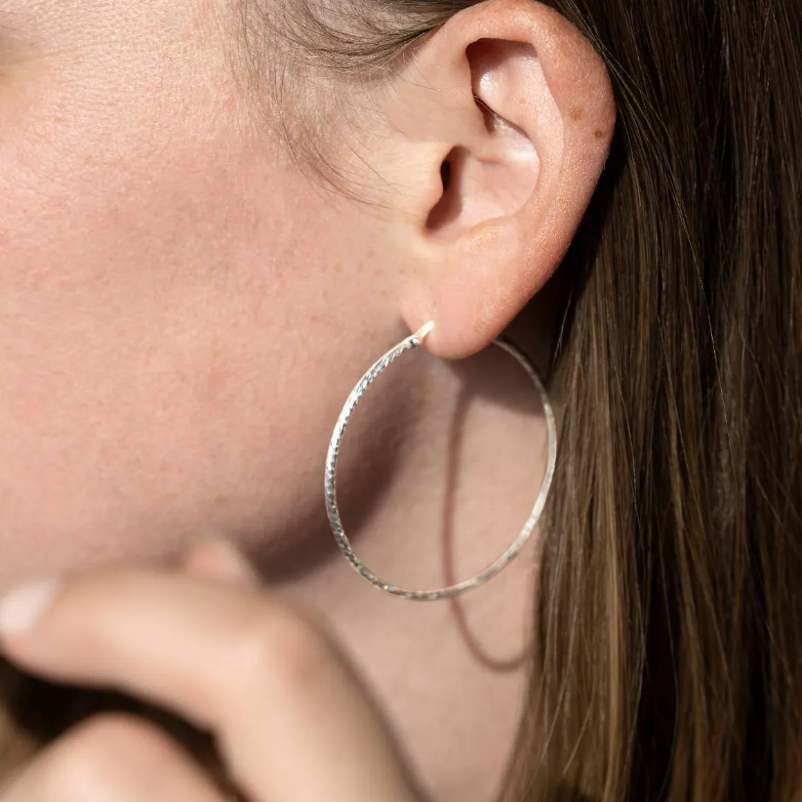 Créoles argent 925 ciselées 44 mm