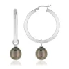 Créoles argent 925 perles de culture de Tahiti 30 mm