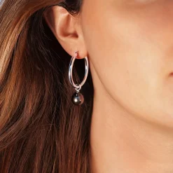 Créoles argent 925 perles de culture de Tahiti 30 mm