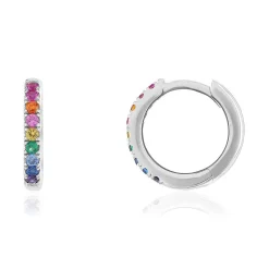 Créoles argent pierres synthétiques multicolores