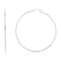 Créoles argent 925 striées 60 mm