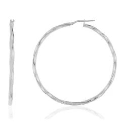 Créoles argent 925 torsadées 54 mm