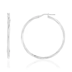 Créoles argent 925 torsadées 44 mm