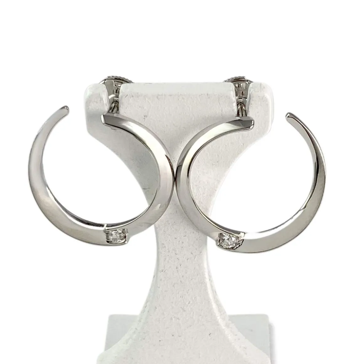 Créoles GAREL d'occasion or 750 blanc diamants