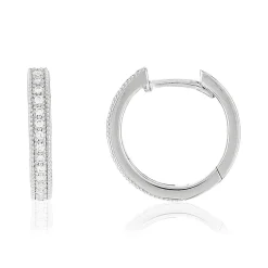 Créoles or 750 blanc diamants 15 mm