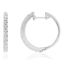 Créoles or 750 blanc diamants synthétiques 0,99 carat
