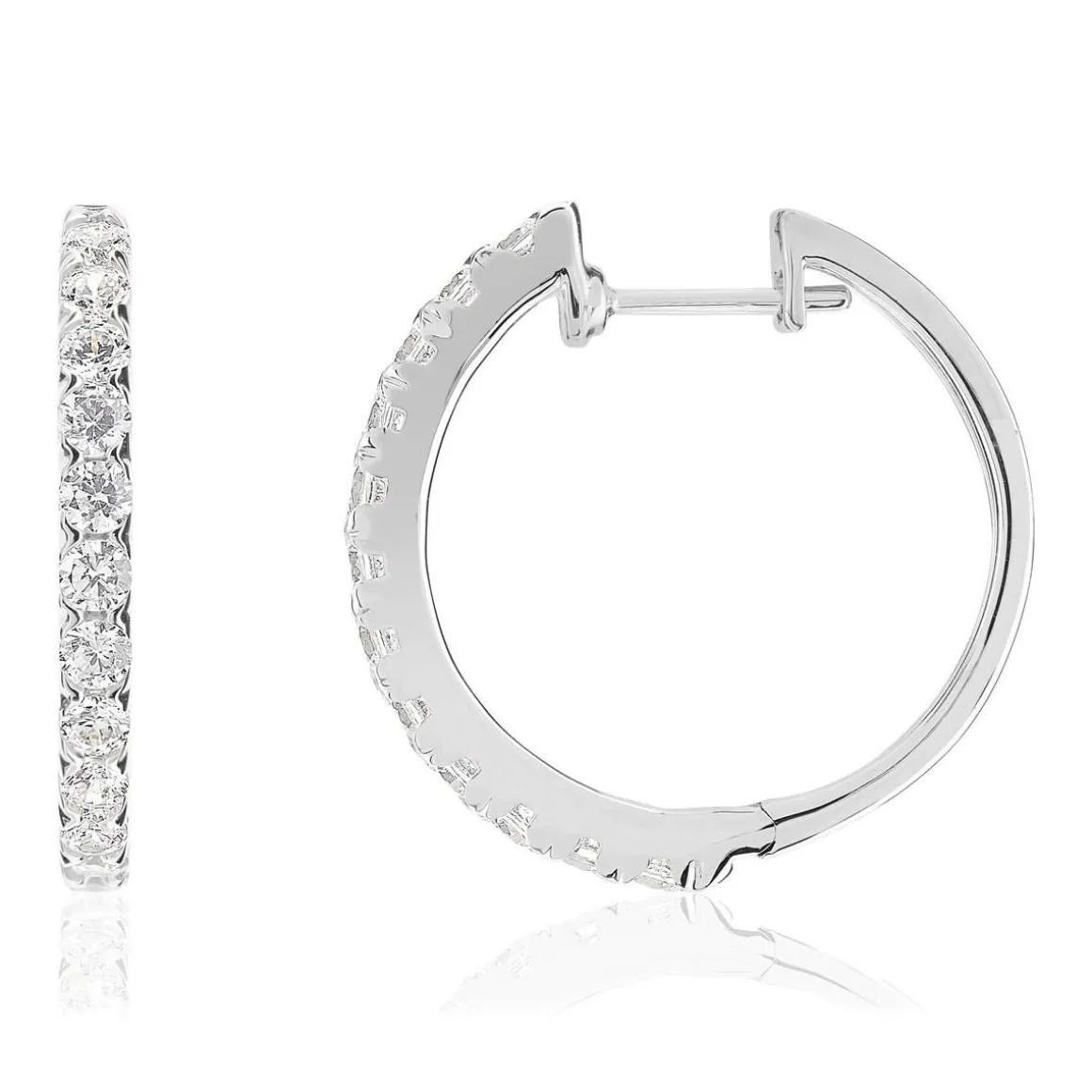 Créoles or 750 blanc diamants synthétiques 0,99 carat