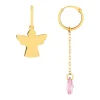 Créoles or 375 jaune ange et pendant avec zirconia rose