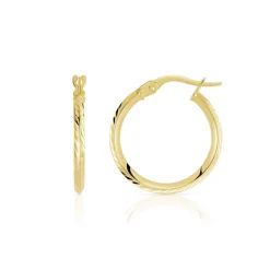 Créoles or 375 jaune diamanté 18 mm