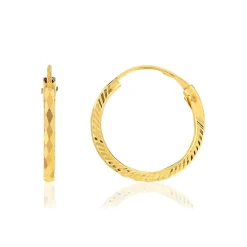 Créoles or 375 jaune diamanté 13 mm