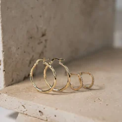 Créoles or 375 jaune diamanté 24,8 mm