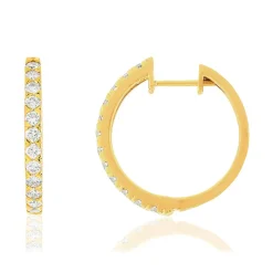 Créoles or 750 jaune diamants synthétiques 1 carat