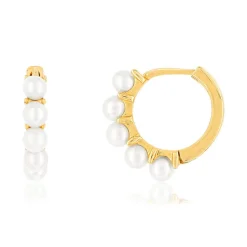 Créoles or 375 jaune perles de culture de Chine 13 mm