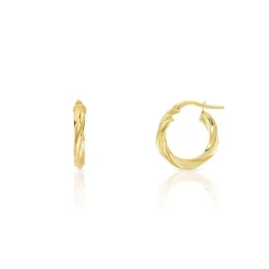 Créoles or 750 jaune torsadées 10 mm