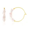 Créoles plaqué or jaune quartz rose 25 mm.