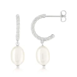 Demi créoles argent 925 perles de culture de Chine